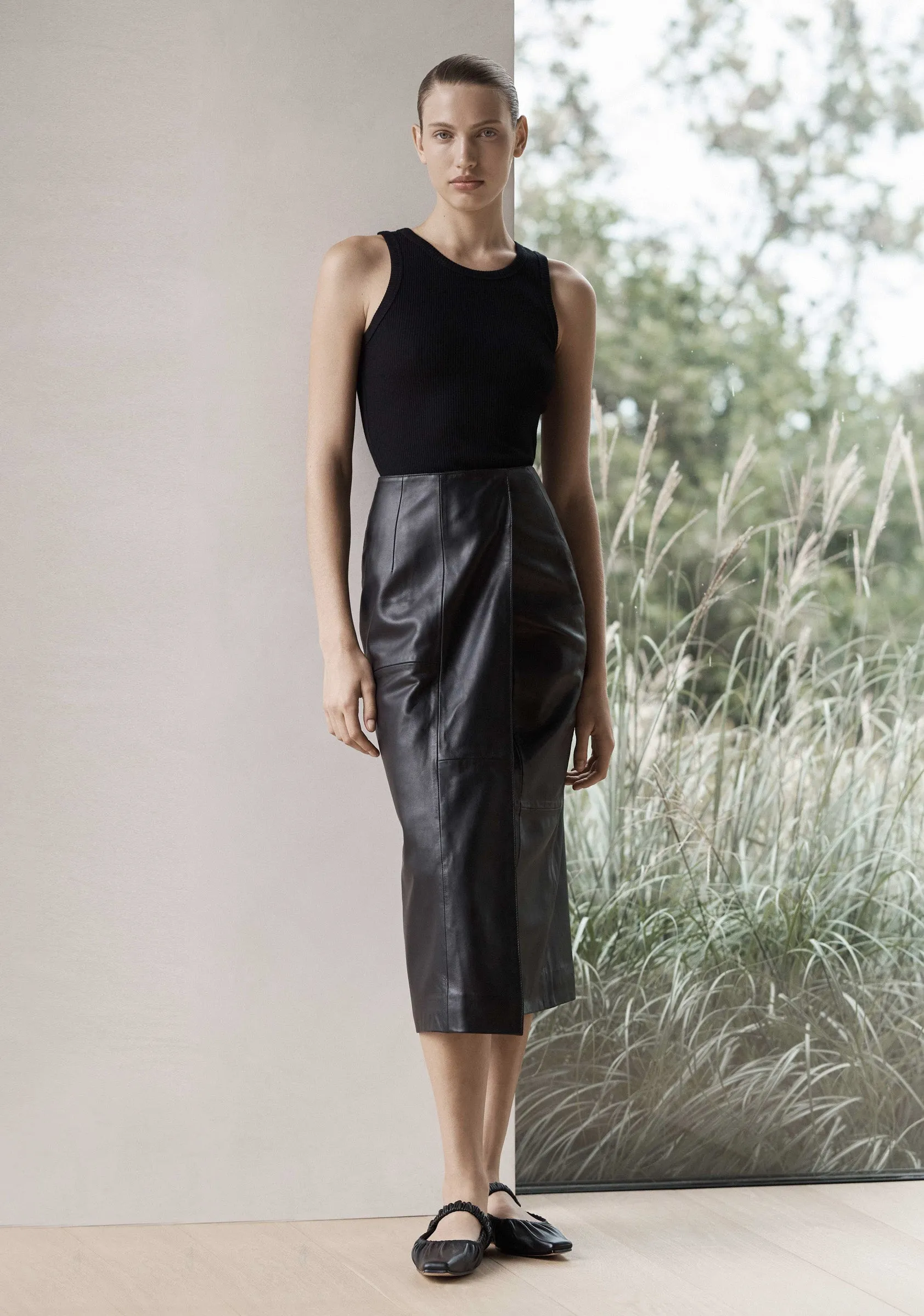 Patti Leather Skirt_Black