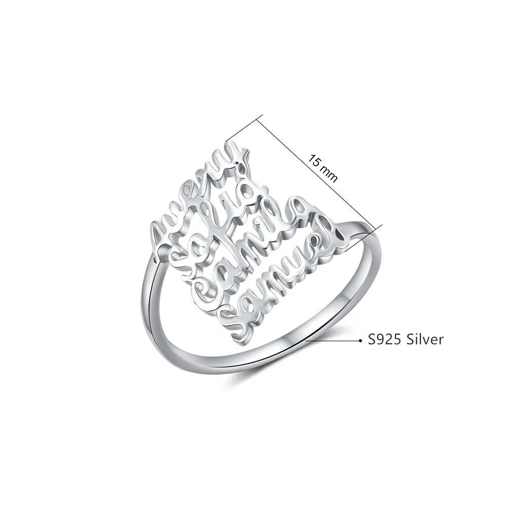 Personalized Family Nameplate Size Ring For Women