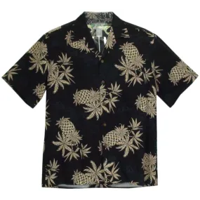 Pineapple Vintage Inspired Rayon Hawaiian Shirt | Black