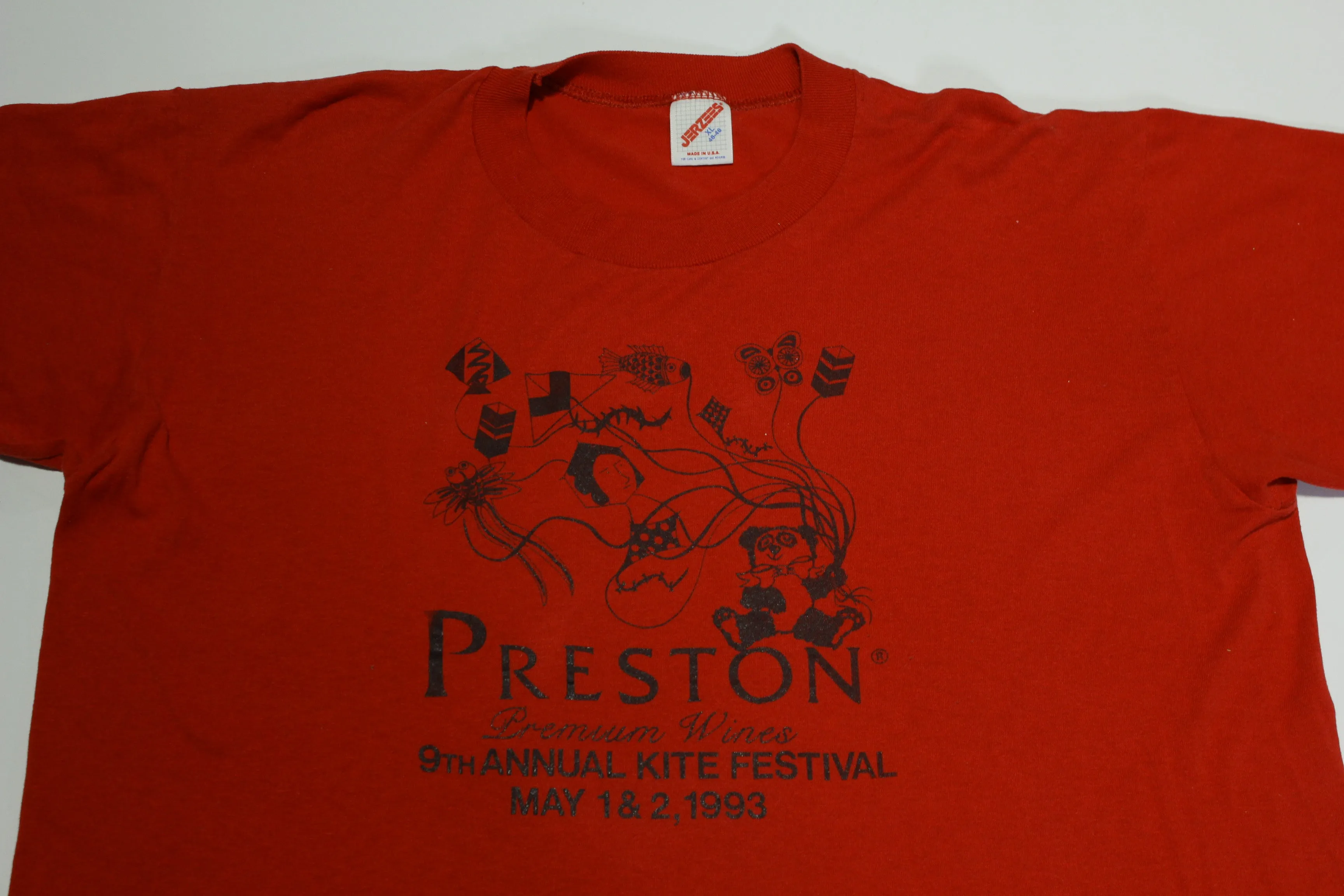 Preston Wines 9th Annual Kite Festival Vintage 1993 Jerzees 90's T-Shirt