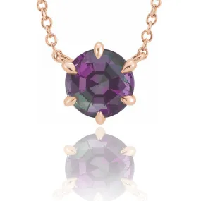 Round Lab-Grown Alexandrite Six Prong Set Pendant Necklace