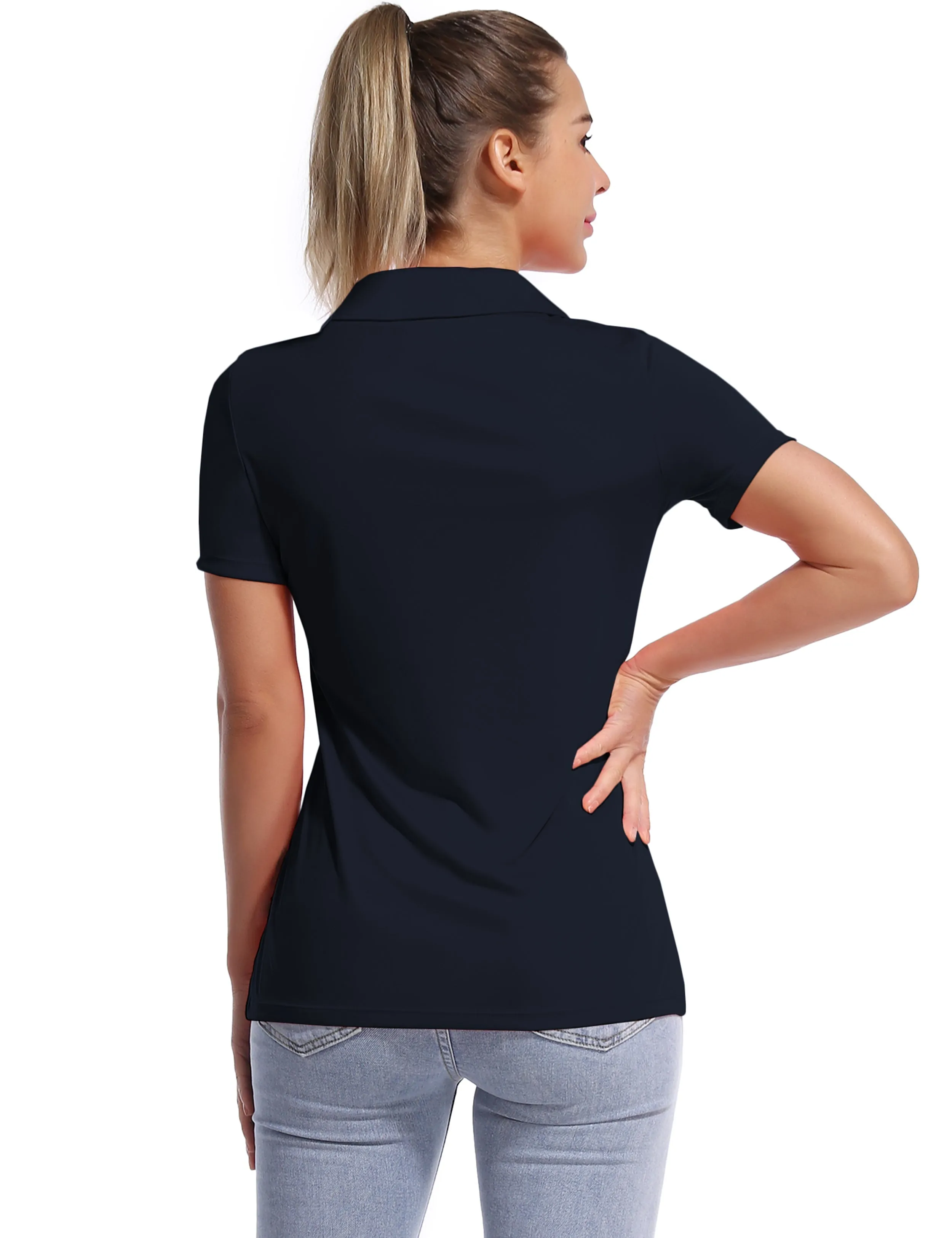 Short Sleeve Slim Fit Polo Shirt darknavy_yogastudio