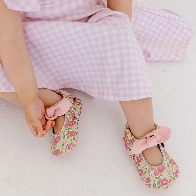 Spring Bouquet Knotted Bow Baby Shoe