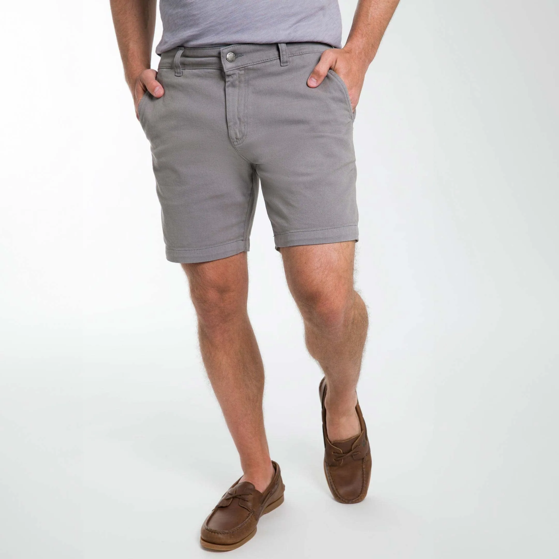 Steel Grey Stretch Washed Chino Short