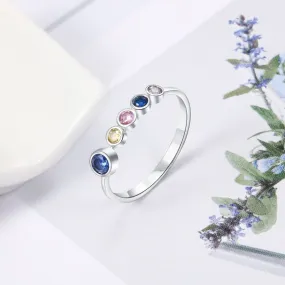 Sterling Silver 5 Birthstone Ring For Women