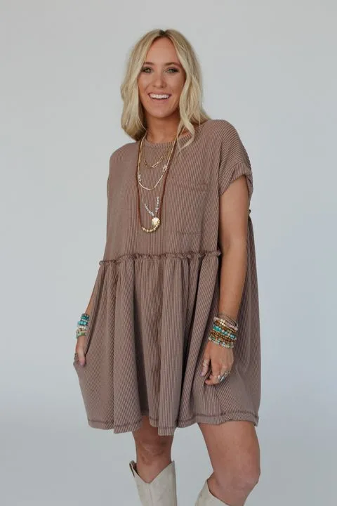 Subtle Escape Textured Dress - Acorn