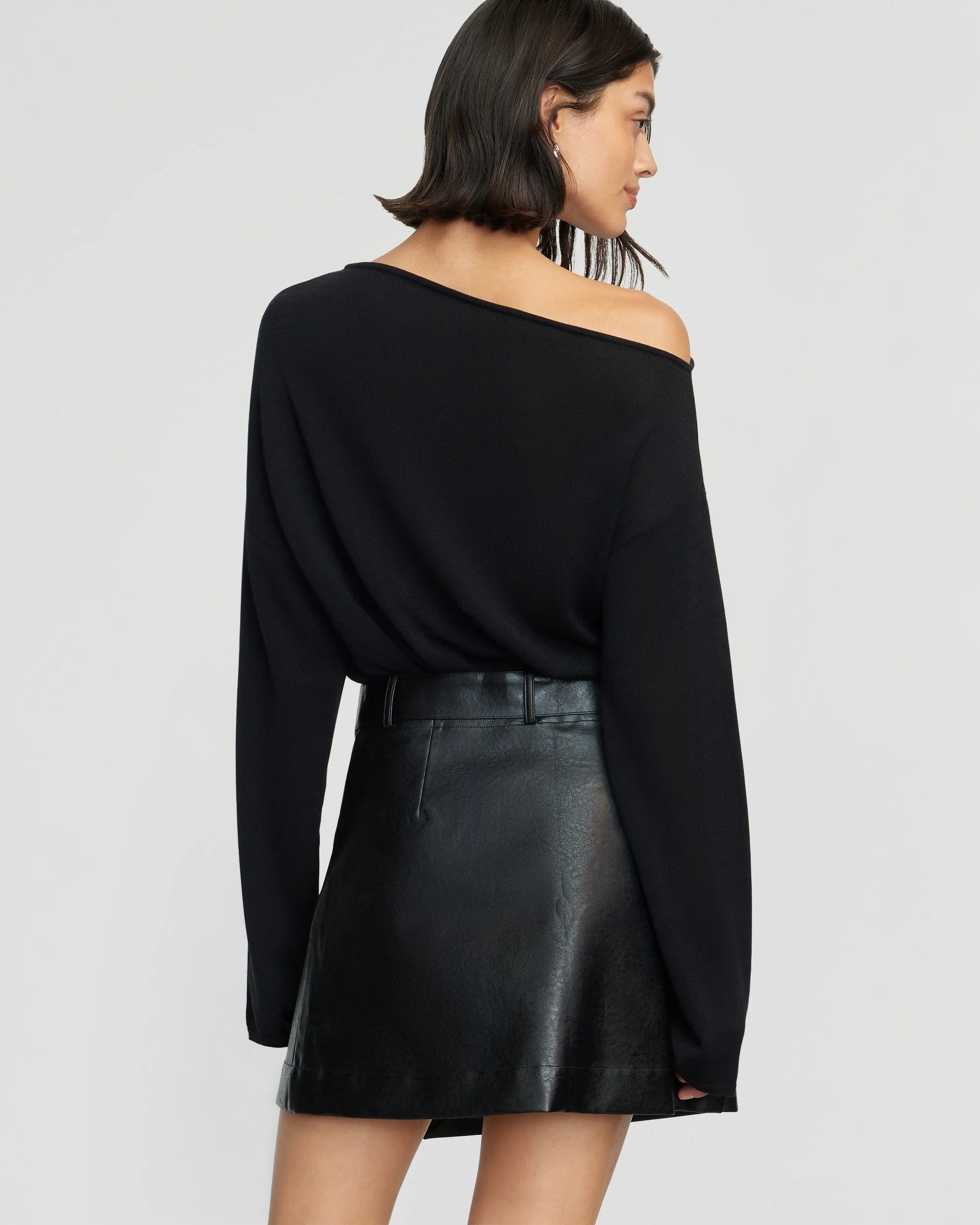 Tanner Vegan Leather Wrap Skirt