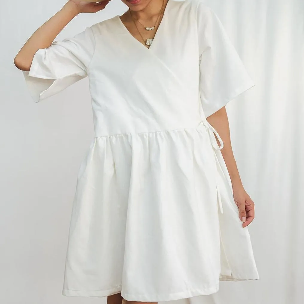 The Relaxed Wrap Dress White