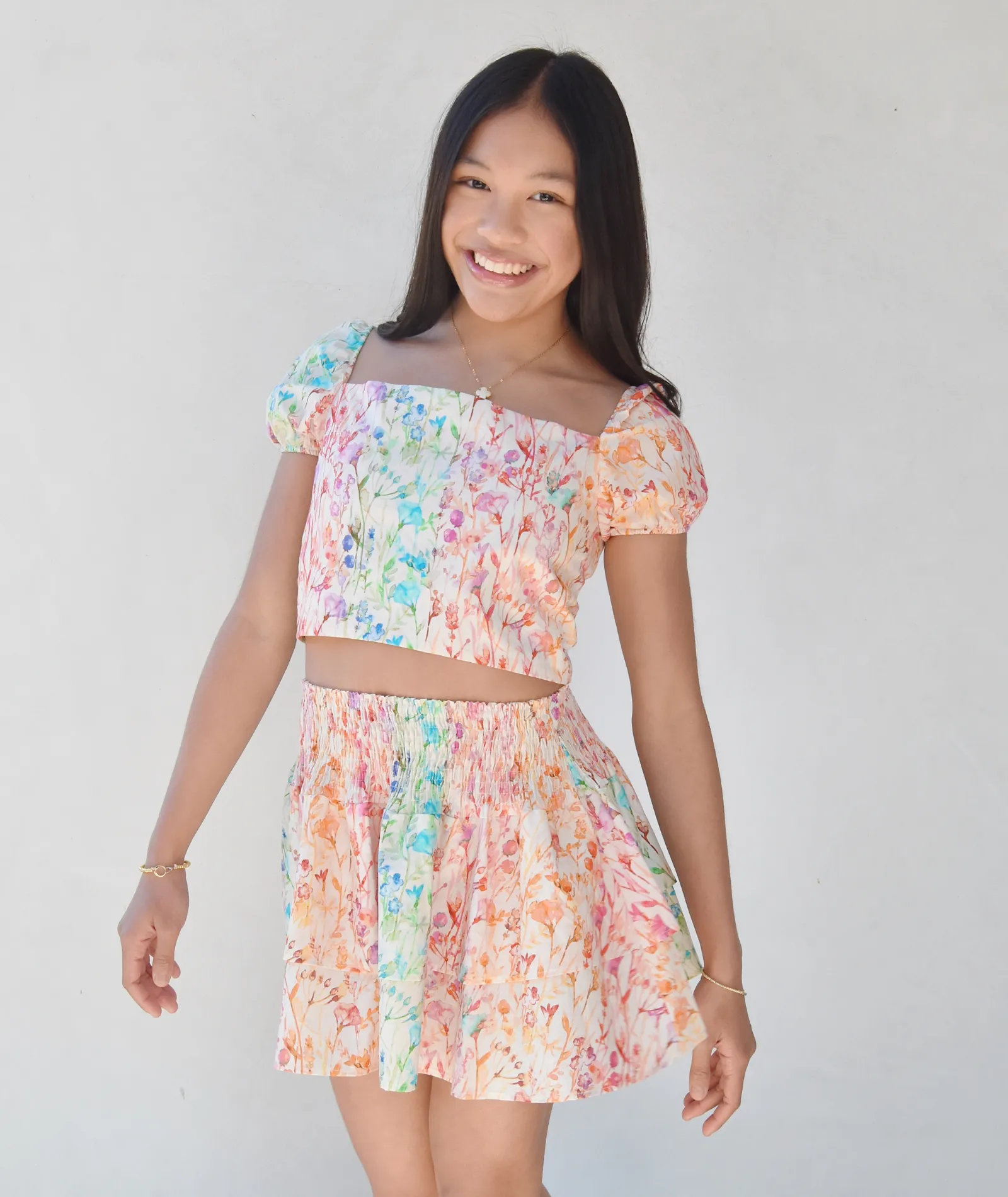 Theme Girls Noa Top Rainbow Watercolor Floral