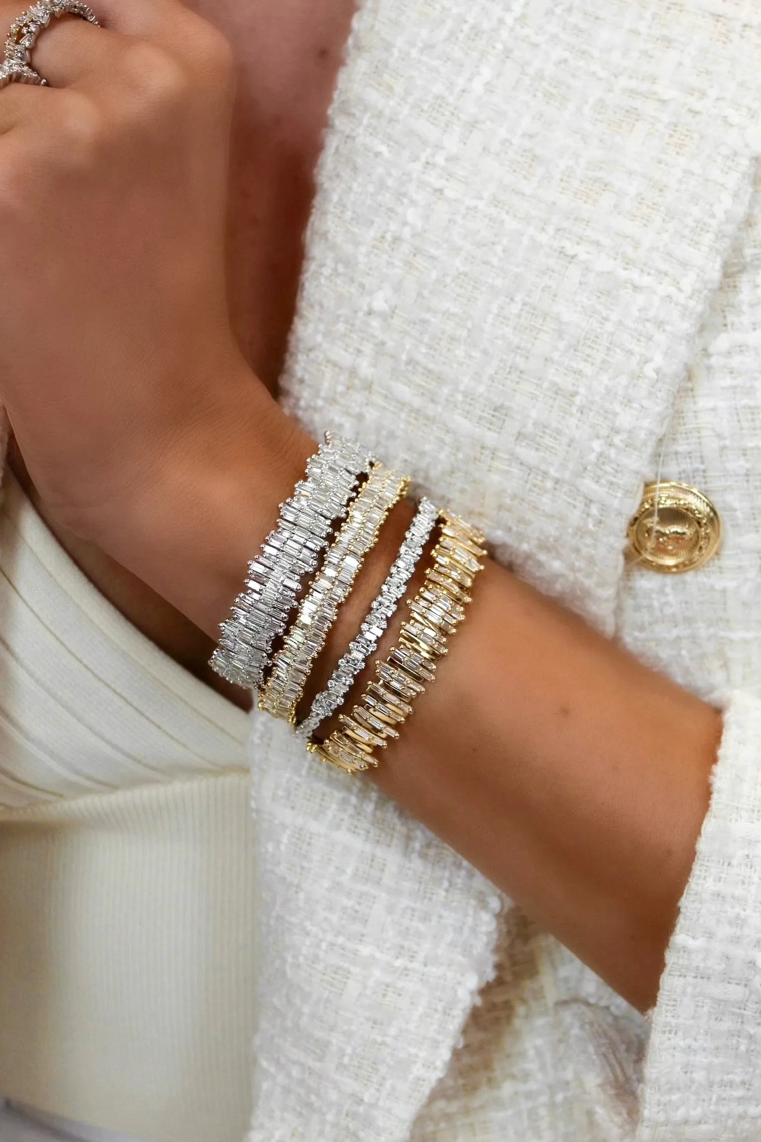 Two Row Large Baguette Diamond Bangle